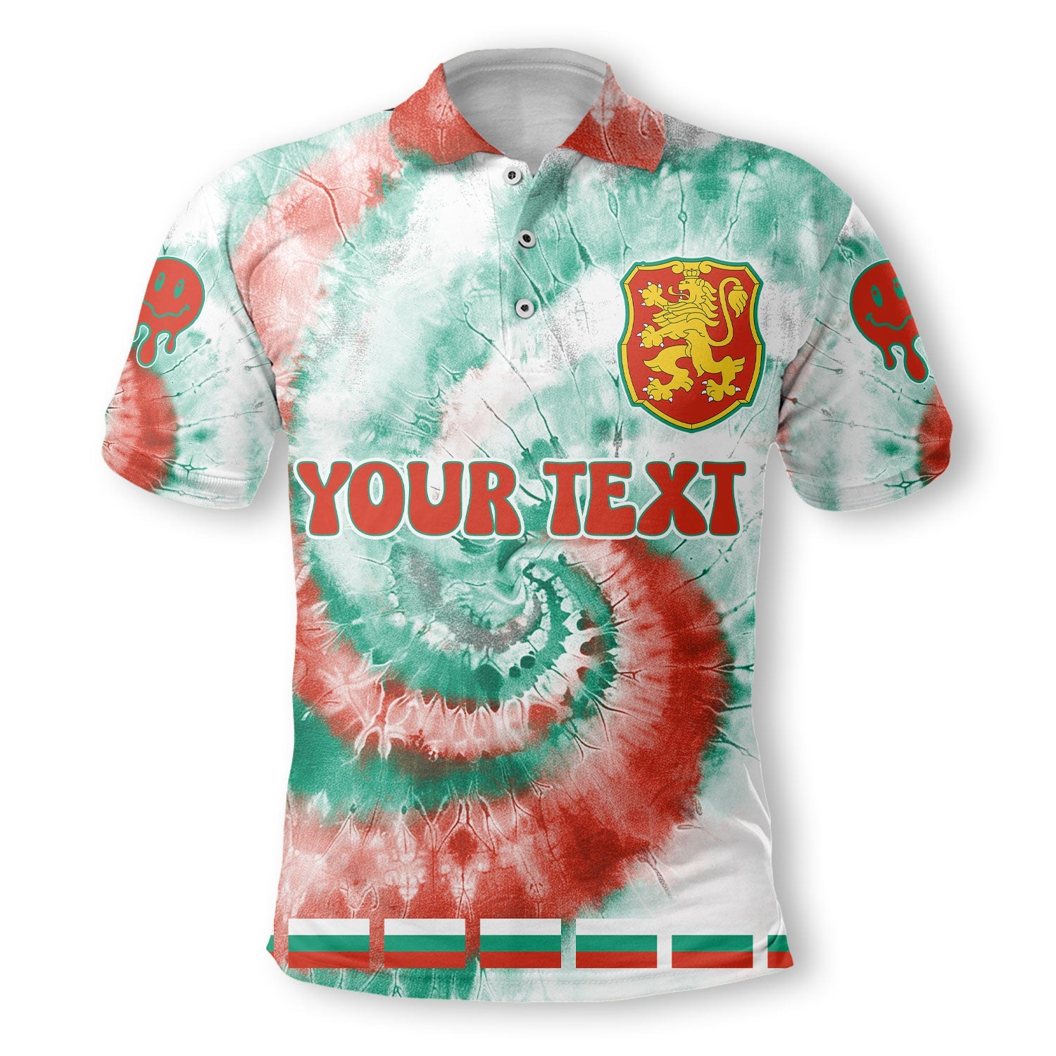 Bulgaria Polo Shirt Custom Tie Dye Style 2