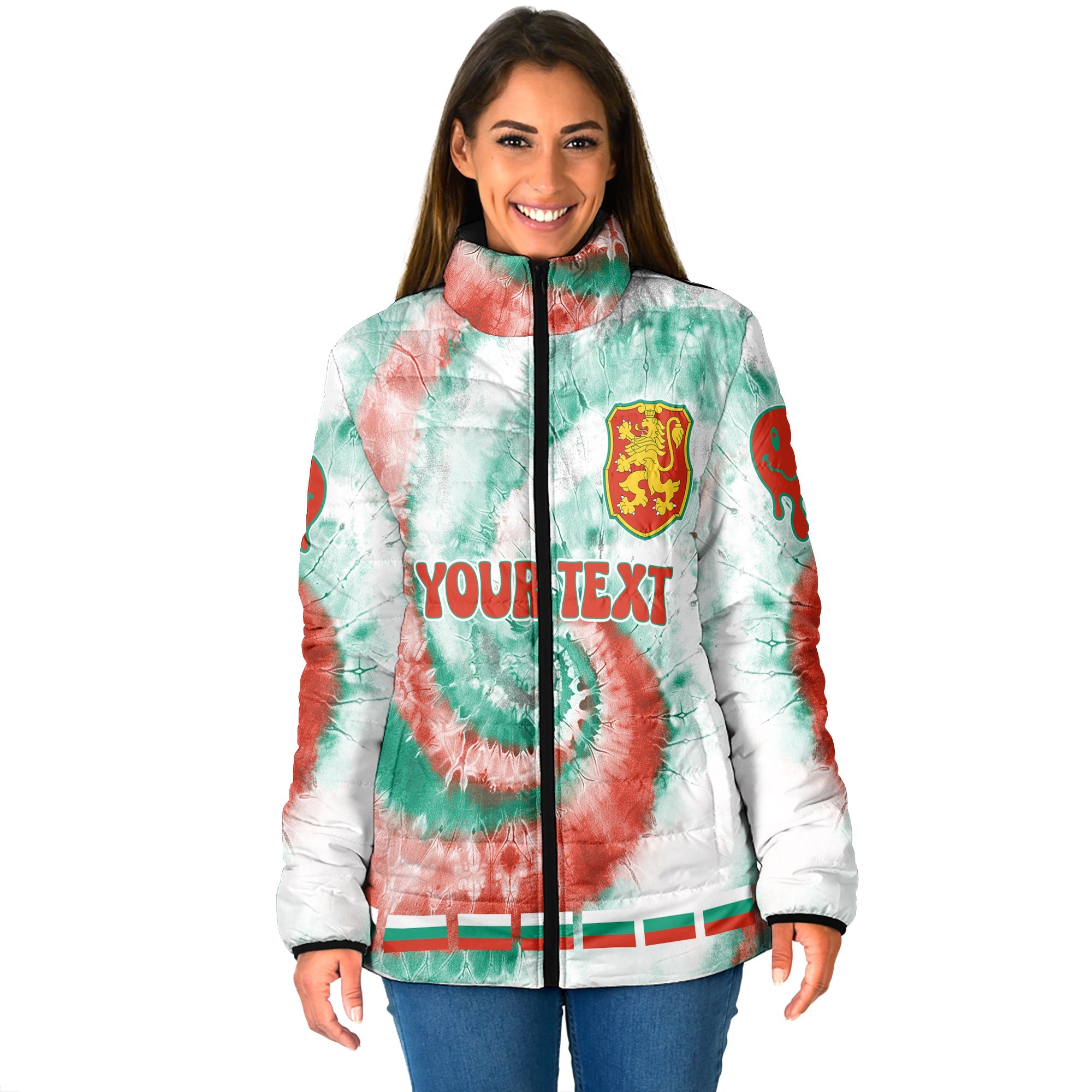 Bulgaria Women Padded Jacket Custom Tie Dye Style 1