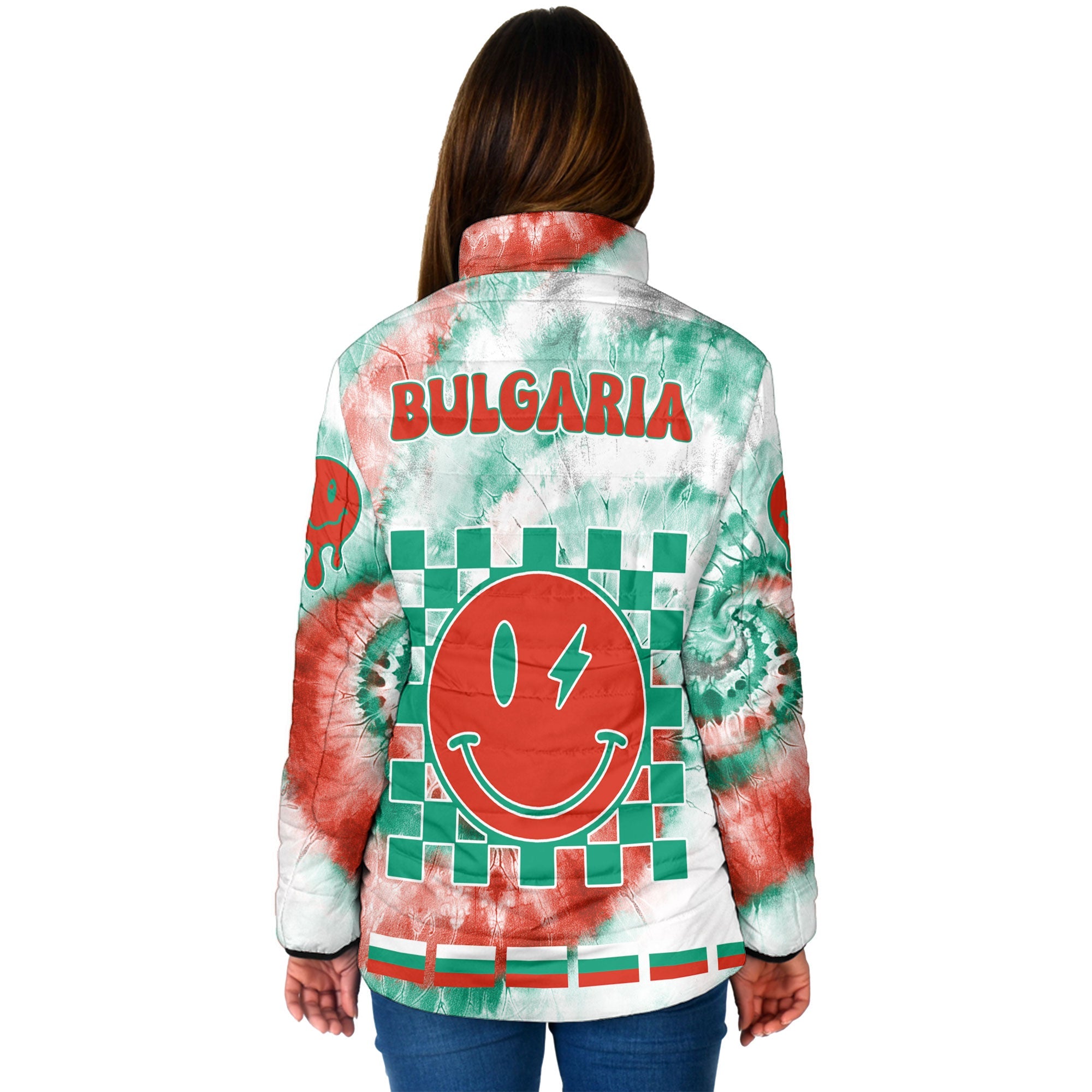 Bulgaria Women Padded Jacket Custom Tie Dye Style 2