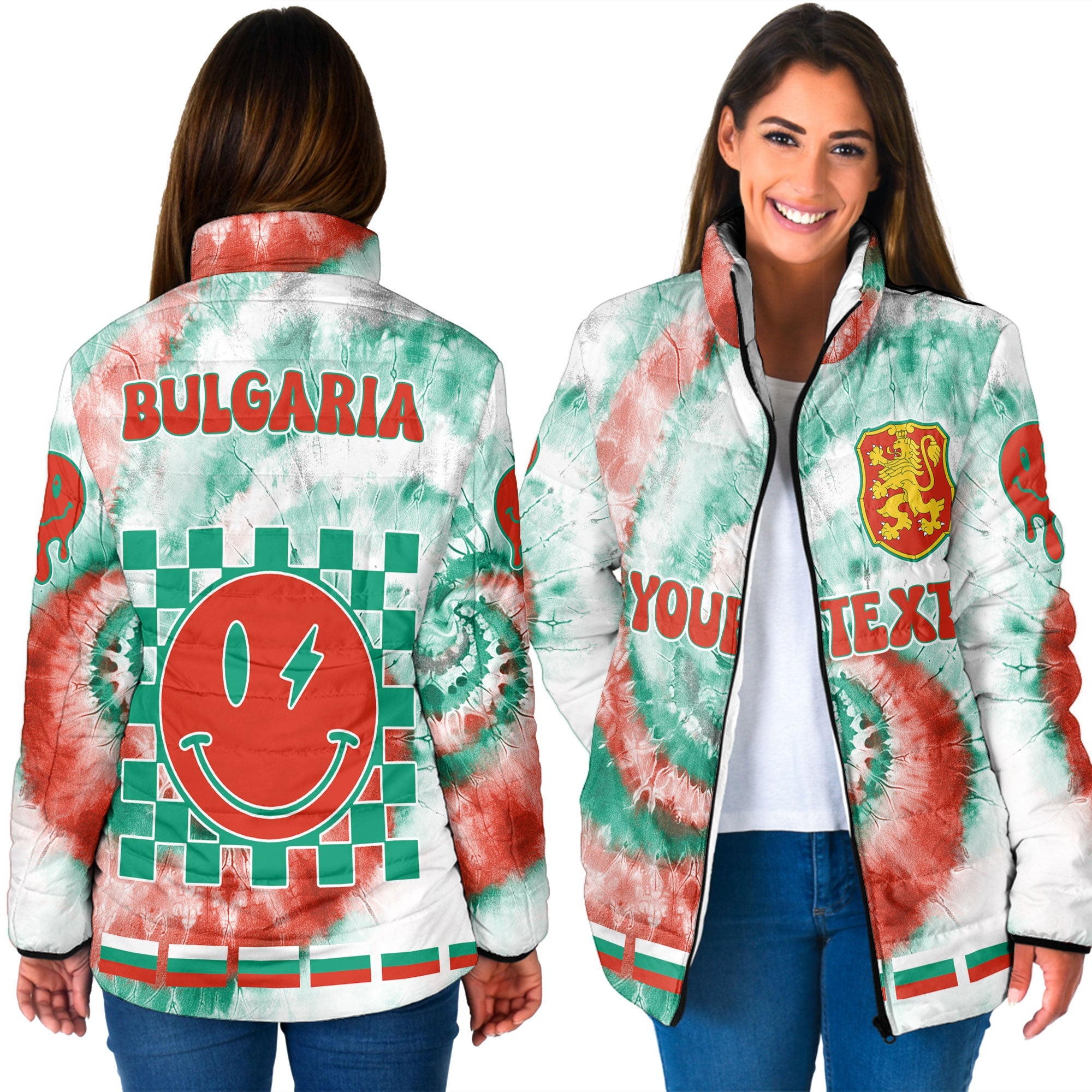 Bulgaria Women Padded Jacket Custom Tie Dye Style 3