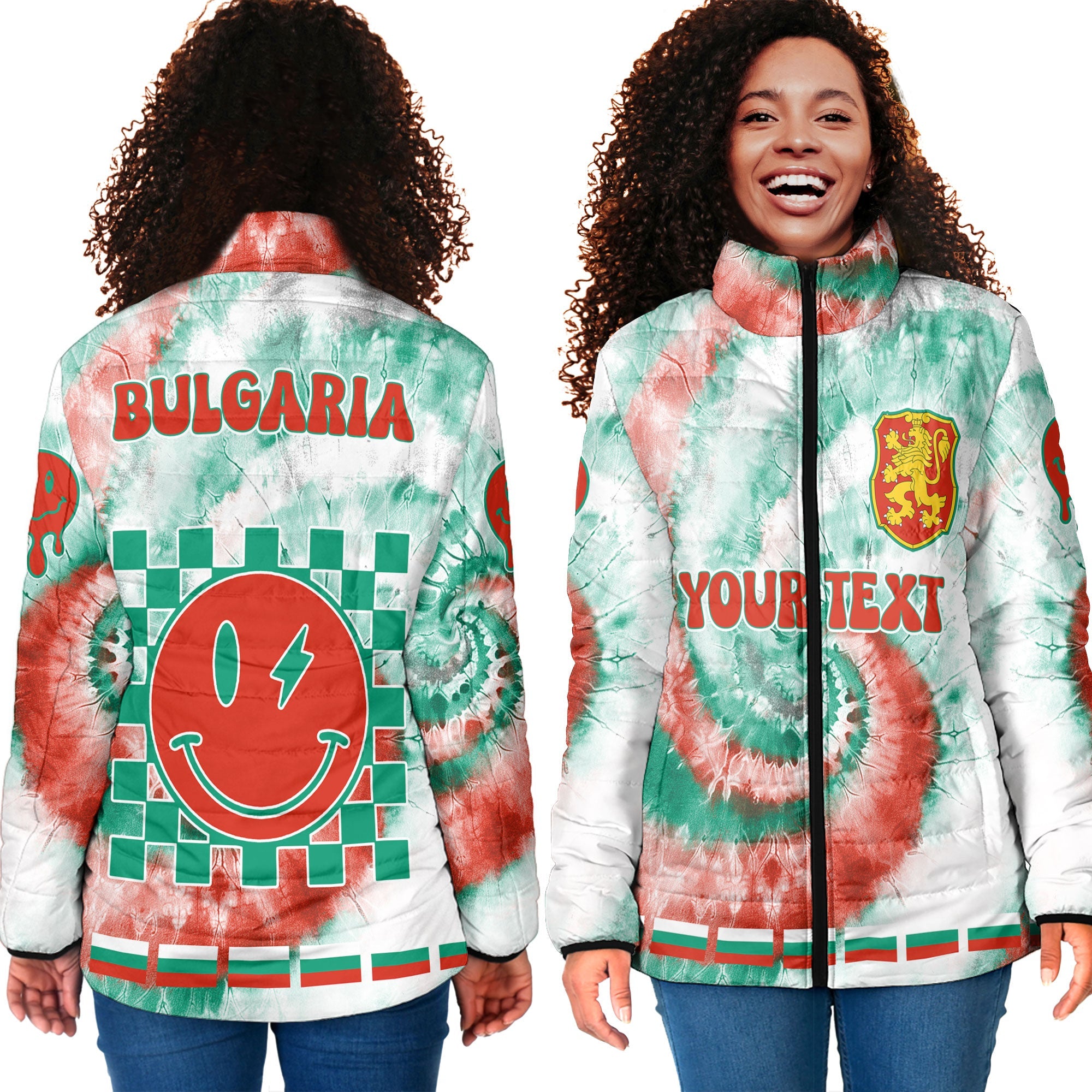 Bulgaria Women Padded Jacket Custom Tie Dye Style 4