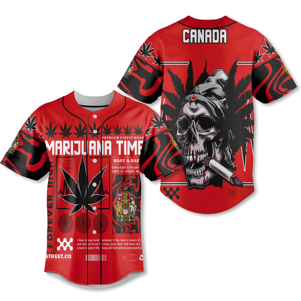 Canada Baseball Jersey Flag & Coat Of Arms Marijuanas Style