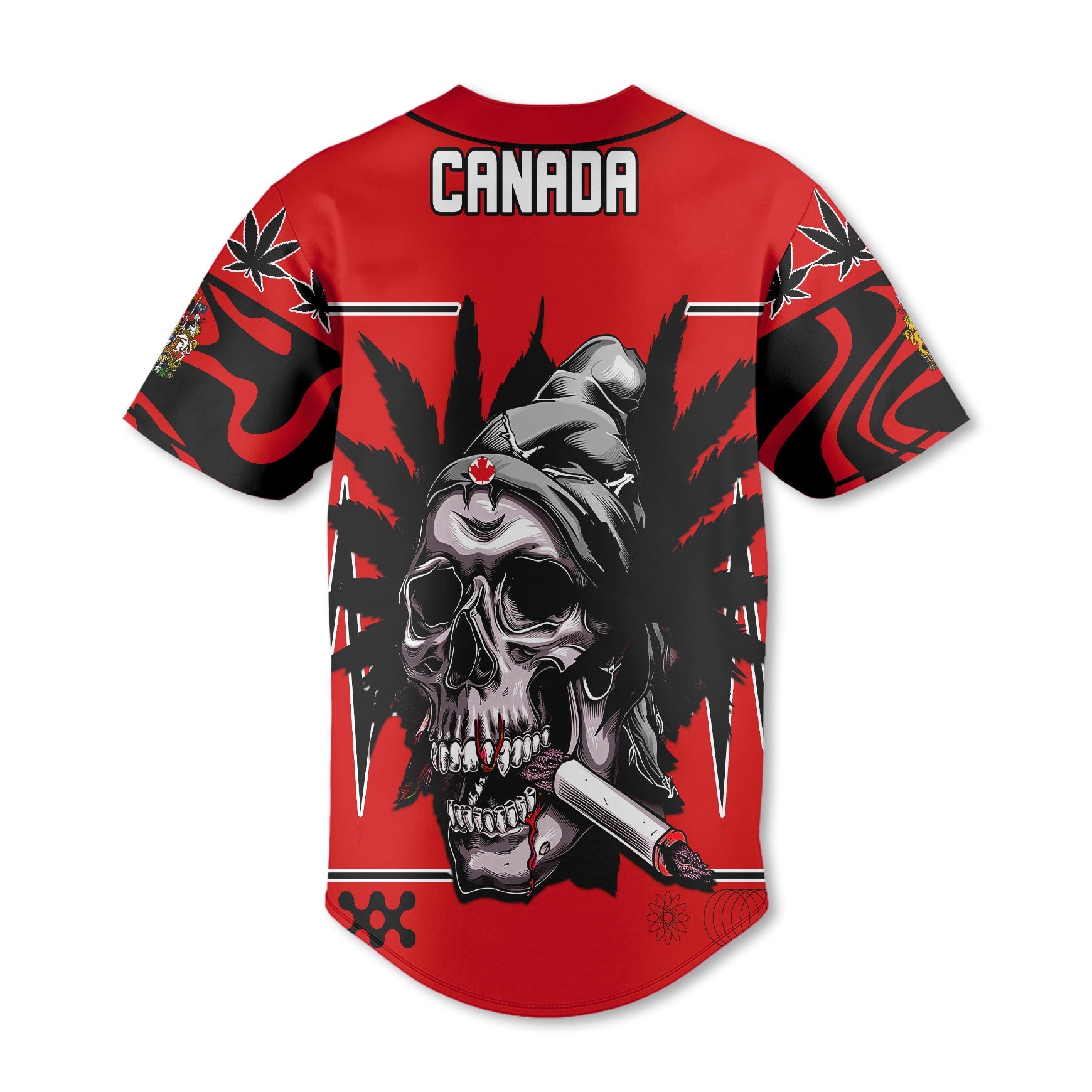 Canada Baseball Jersey Flag & Coat Of Arms Marijuanas Style