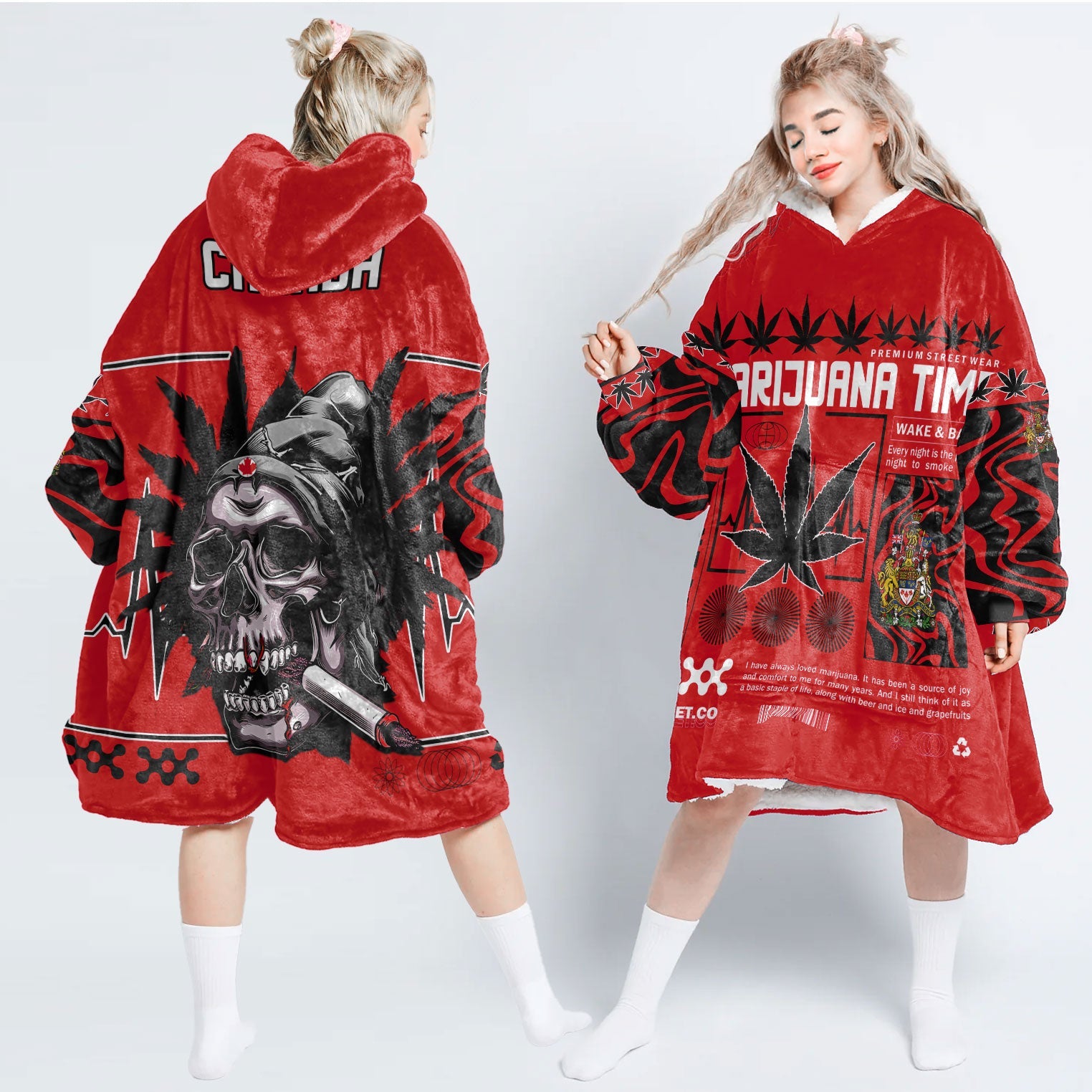 Canada Snug Hoodie Flag & Coat Of Arms Marijuanas Style