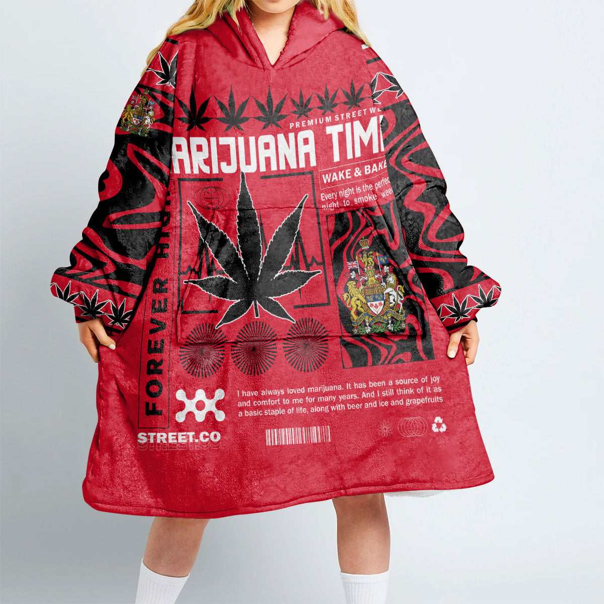 Canada Snug Hoodie Flag & Coat Of Arms Marijuanas Style