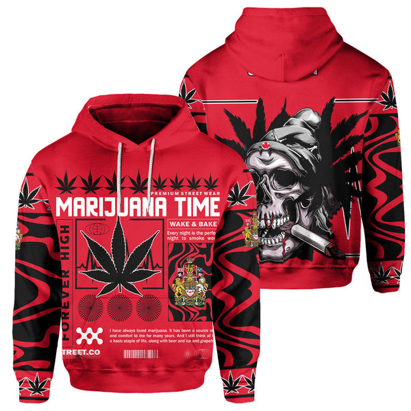 Canada Hoodie Flag & Coat Of Arms Marijuanas Style