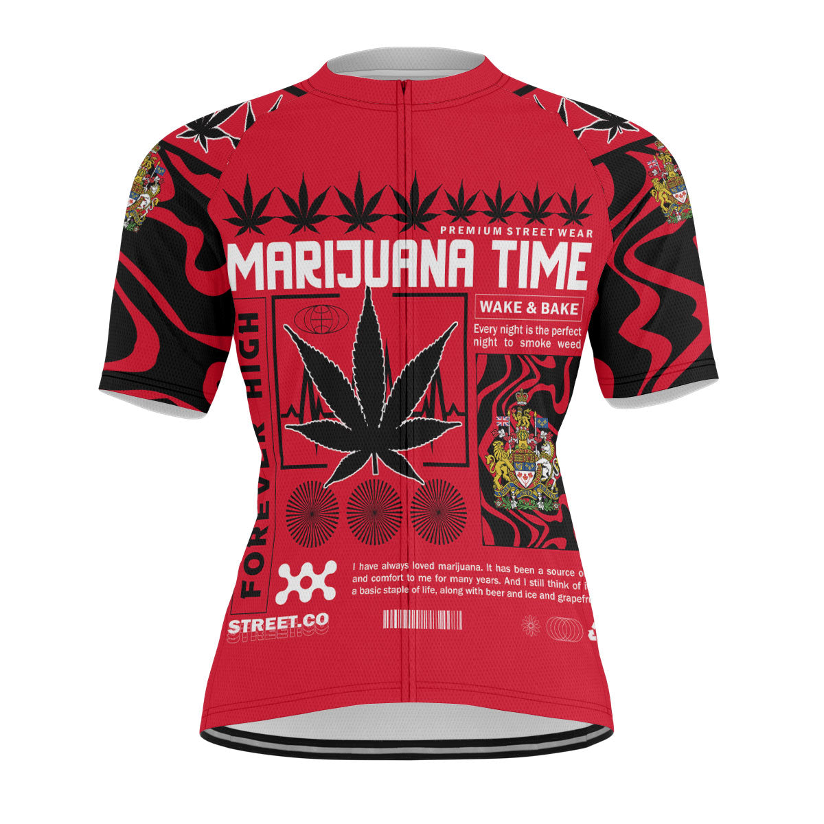 Canada Men's Cycling Jersey Flag & Coat Of Arms Marijuanas Style