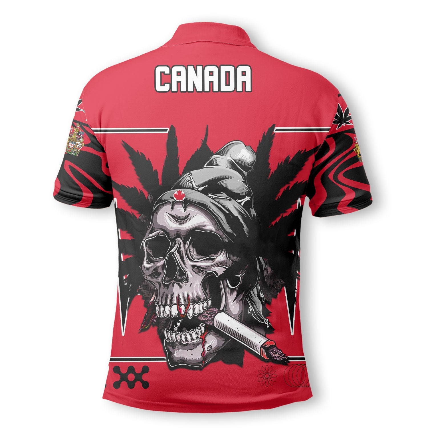 Canada Polo Shirt Flag & Coat Of Arms Marijuanas Style