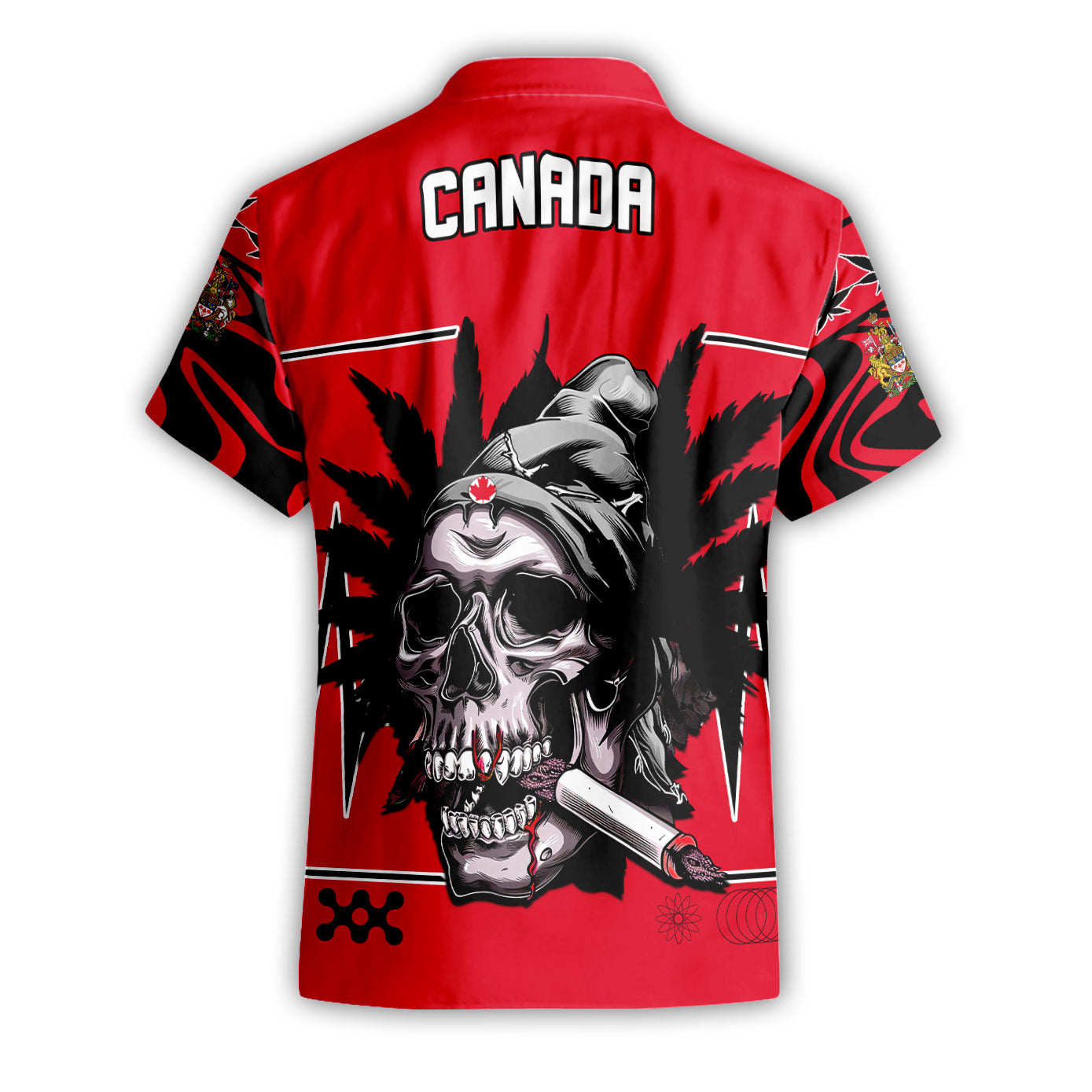 Canada Short Sleeve Shirt Flag & Coat Of Arms Marijuanas Style