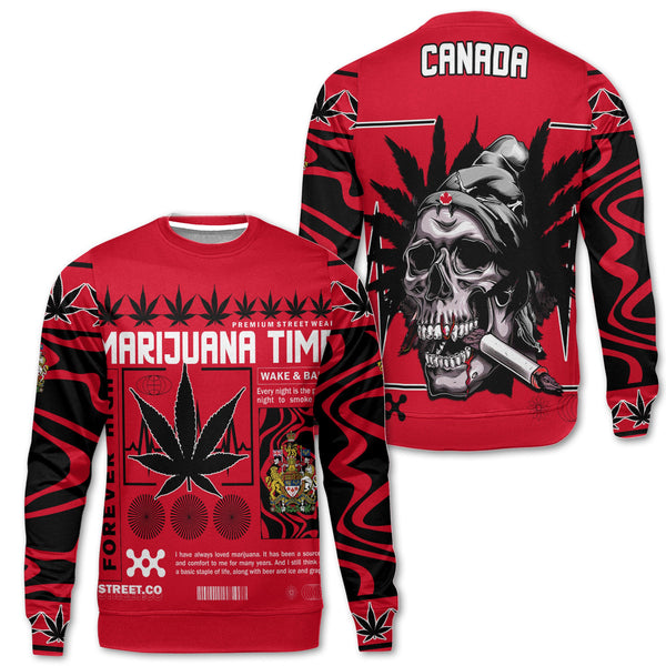 Canada Sweatshirt Flag & Coat Of Arms Marijuanas Style