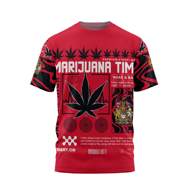 Canada T Shirt Flag & Coat Of Arms Marijuanas Style