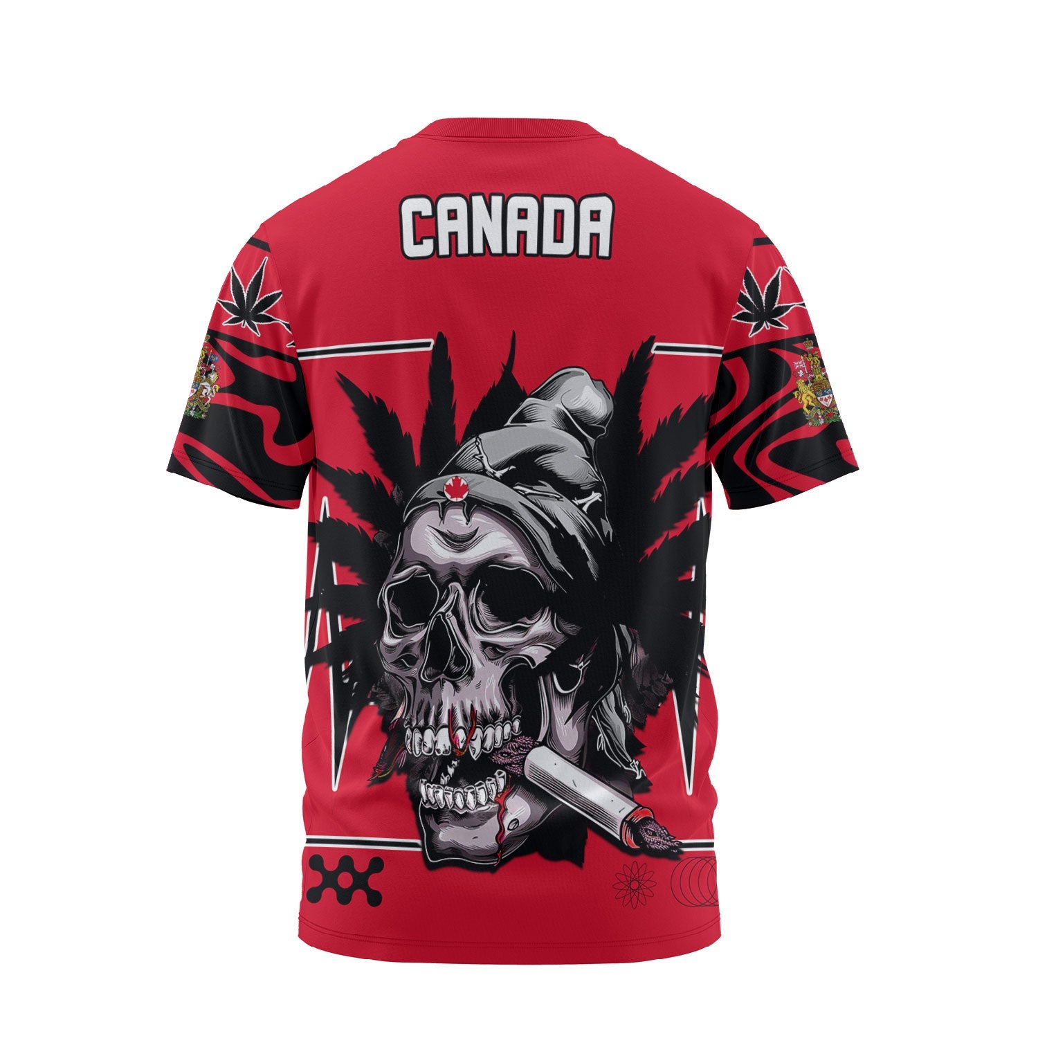 Canada T Shirt Flag & Coat Of Arms Marijuanas Style