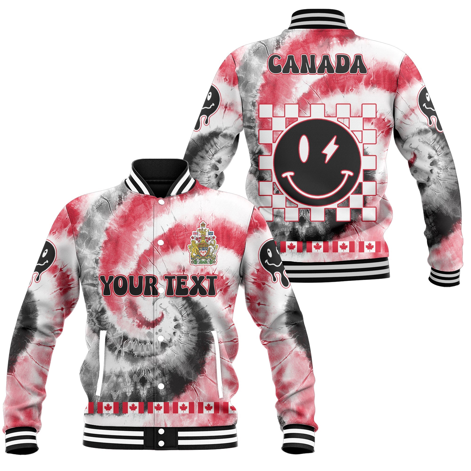 Canada Baseball Jacket Custom Tie Dye Style 1