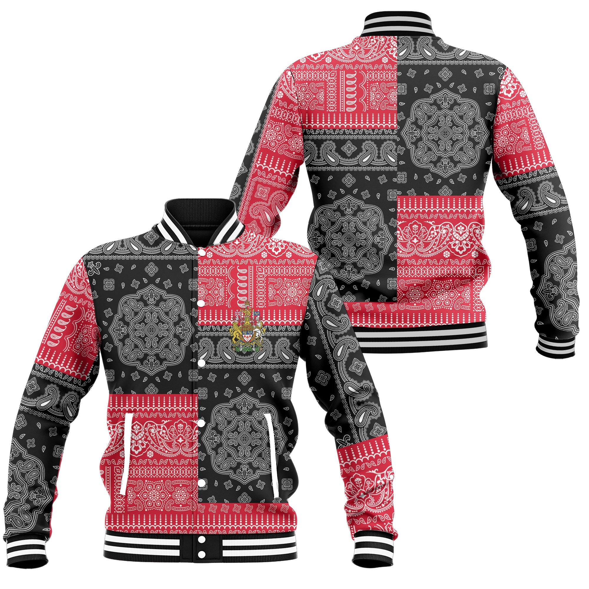 Canada Baseball Jacket Flag And Paisley Basic Style 1