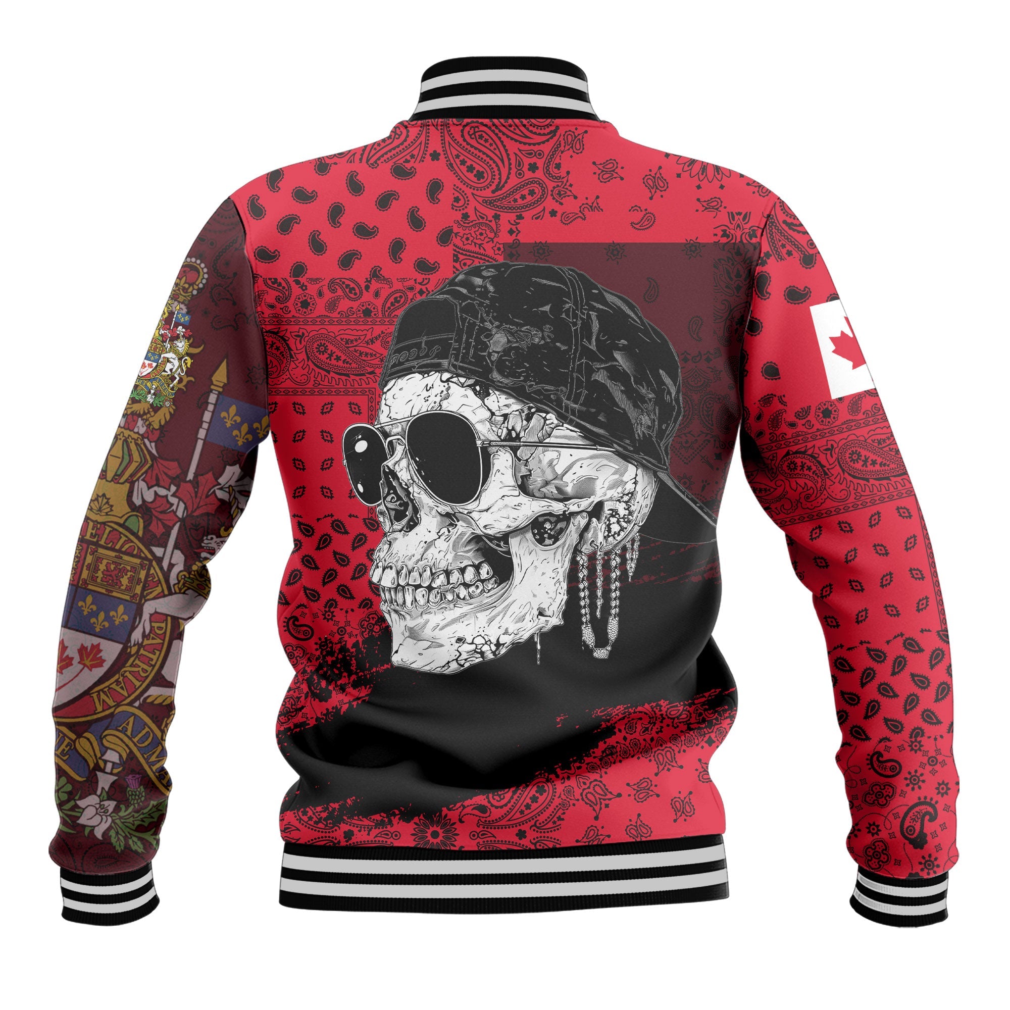 Canada Baseball Jacket Paisley Flag And Skull Style 3