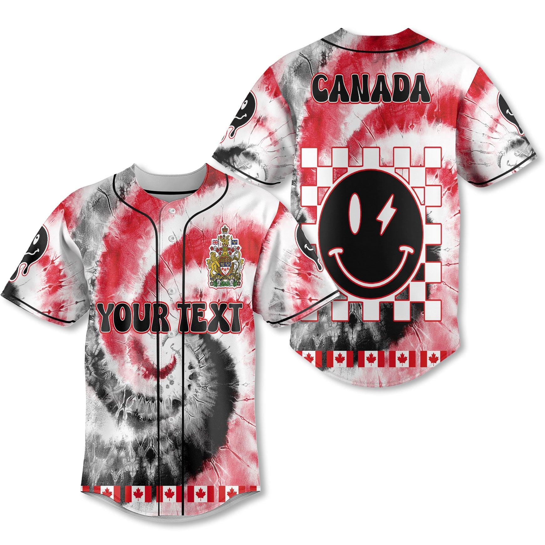 Canada Baseball Jersey Custom Tie Dye Style 1