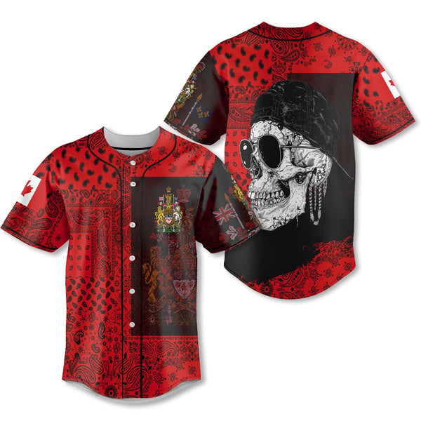 Canada Baseball Jersey Paisley Flag And Skull Style 1