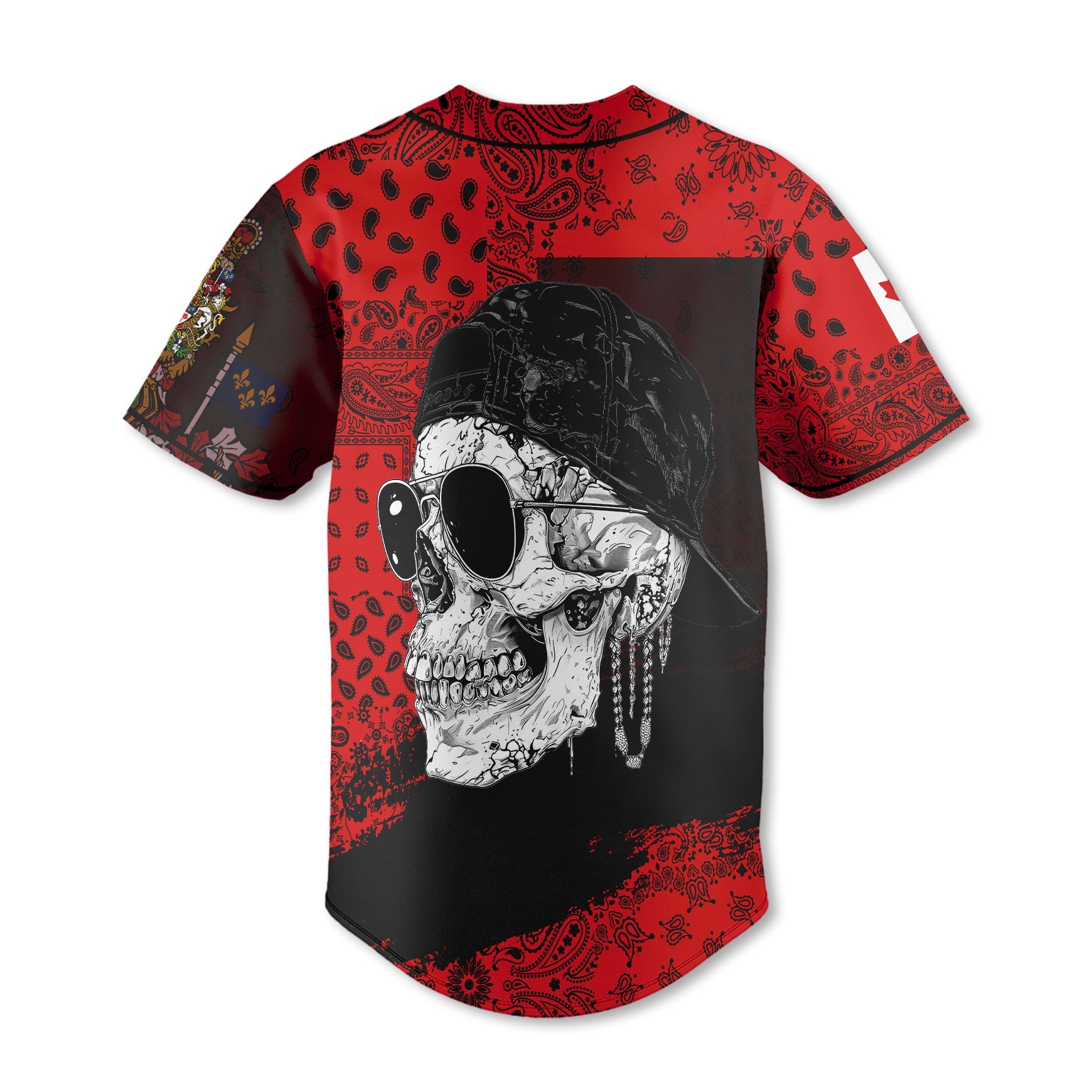 Canada Baseball Jersey Paisley Flag And Skull Style 3