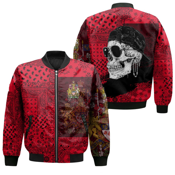 Canada Bomber Jacket Paisley Flag And Skull Style 1