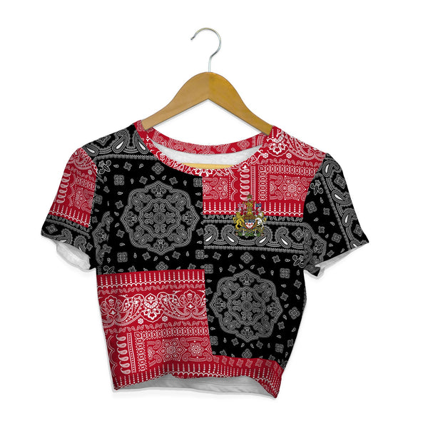 Canada Croptop T Shirt Flag And Paisley Basic Style 1