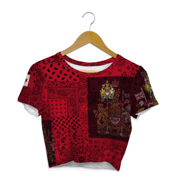 Canada Croptop T Shirt Paisley Flag And Skull Style 1