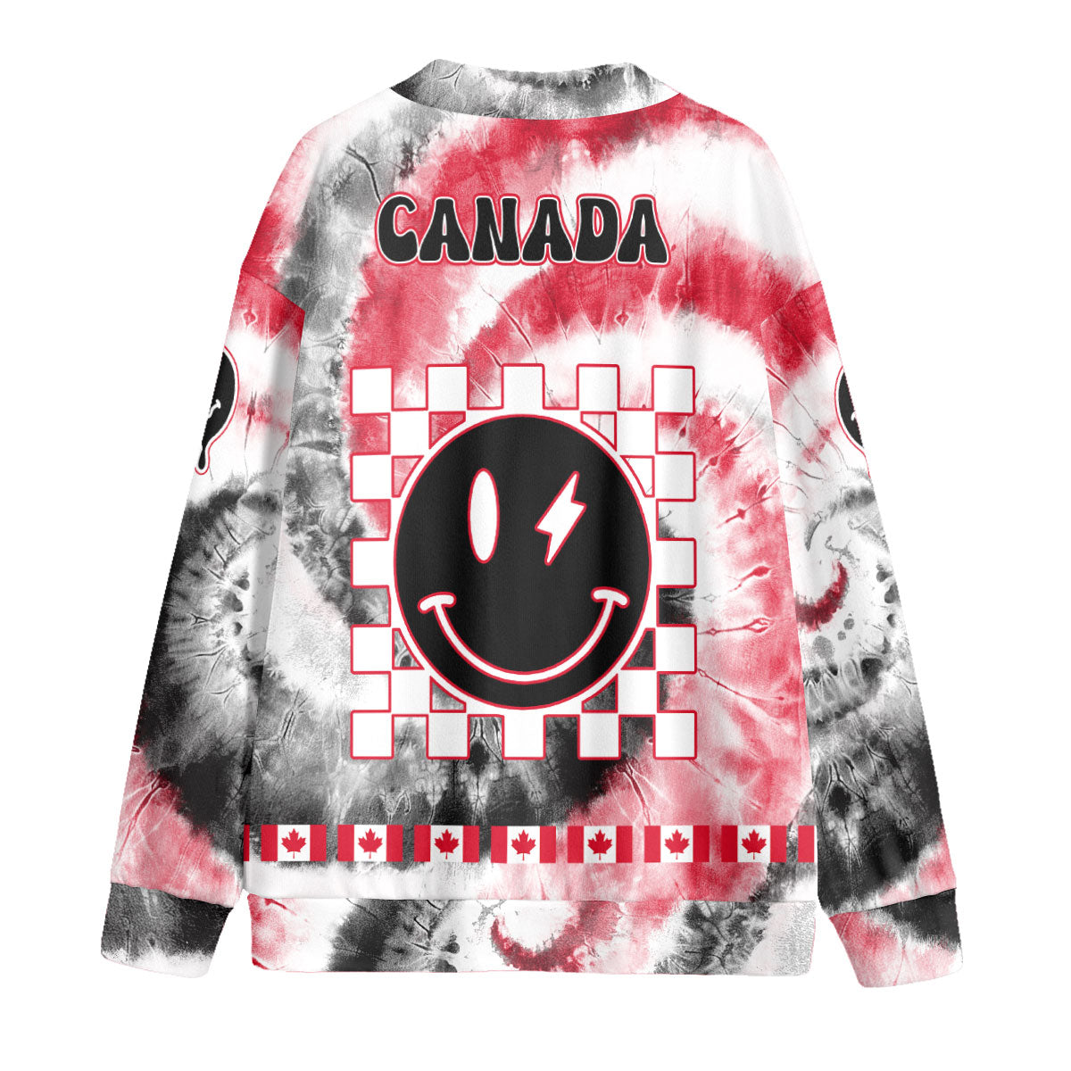 Canada Fleece Cardigan Custom Tie Dye Style 2