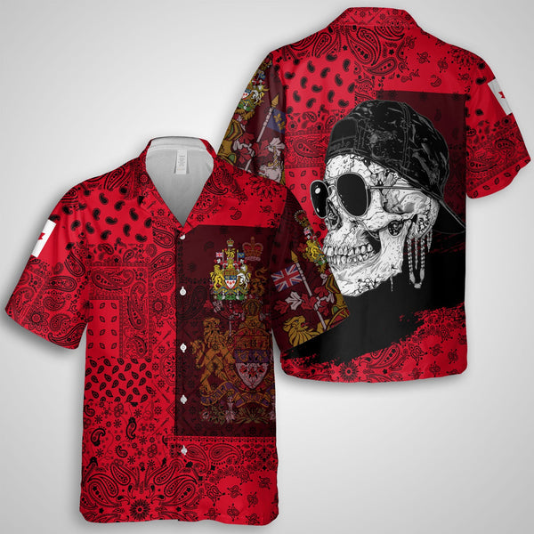 Canada Hawaiian Shirt Paisley Flag And Skull Style 1