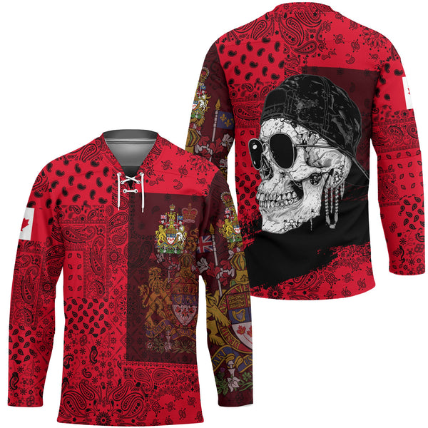 Canada Hockey Jersey Paisley Flag And Skull Style 1