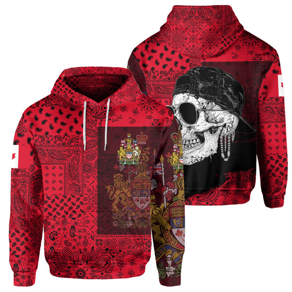 Canada Hoodie Paisley Flag And Skull Style 1