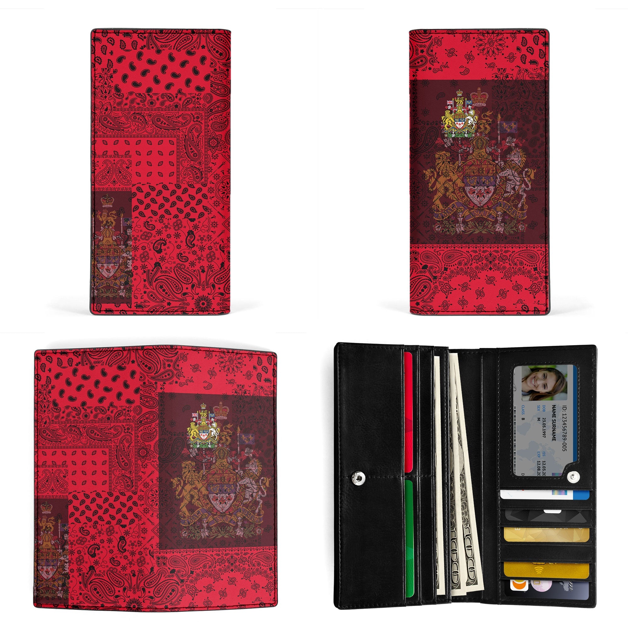 Canada Leather Wallet Paisley Flag And Skull Style 3