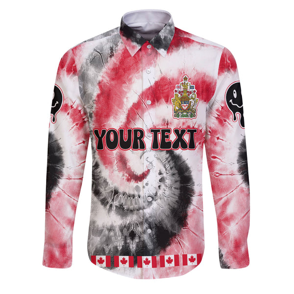 Canada Long Sleeve Button Shirt Custom Tie Dye Style 1