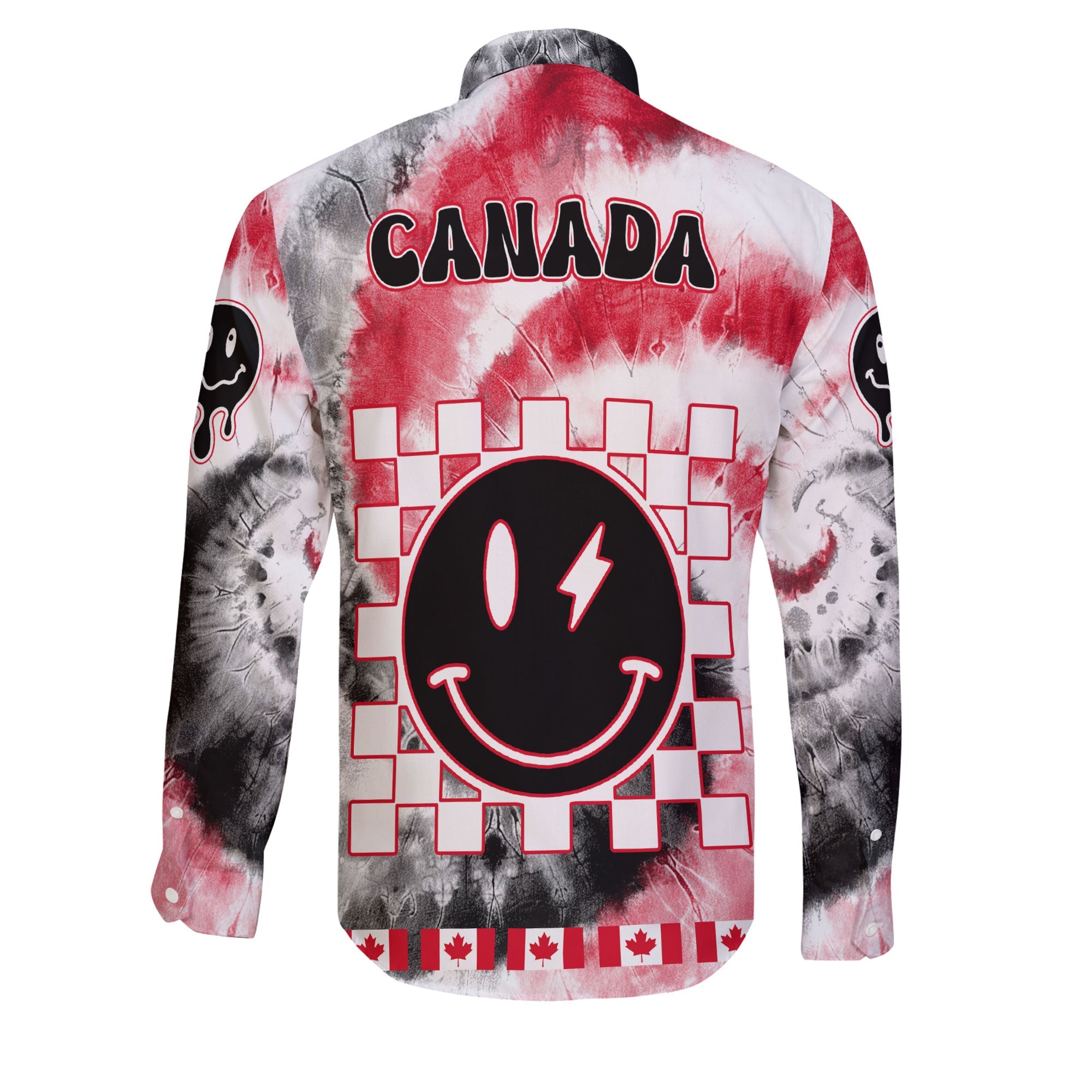 Canada Long Sleeve Button Shirt Custom Tie Dye Style 2