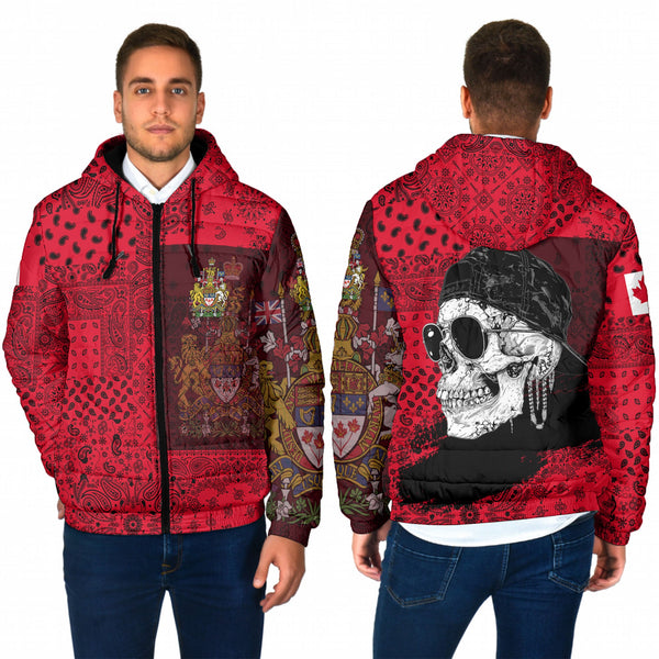 Canada Men Hooded Padded Jacket Paisley Flag And Skull Style 1