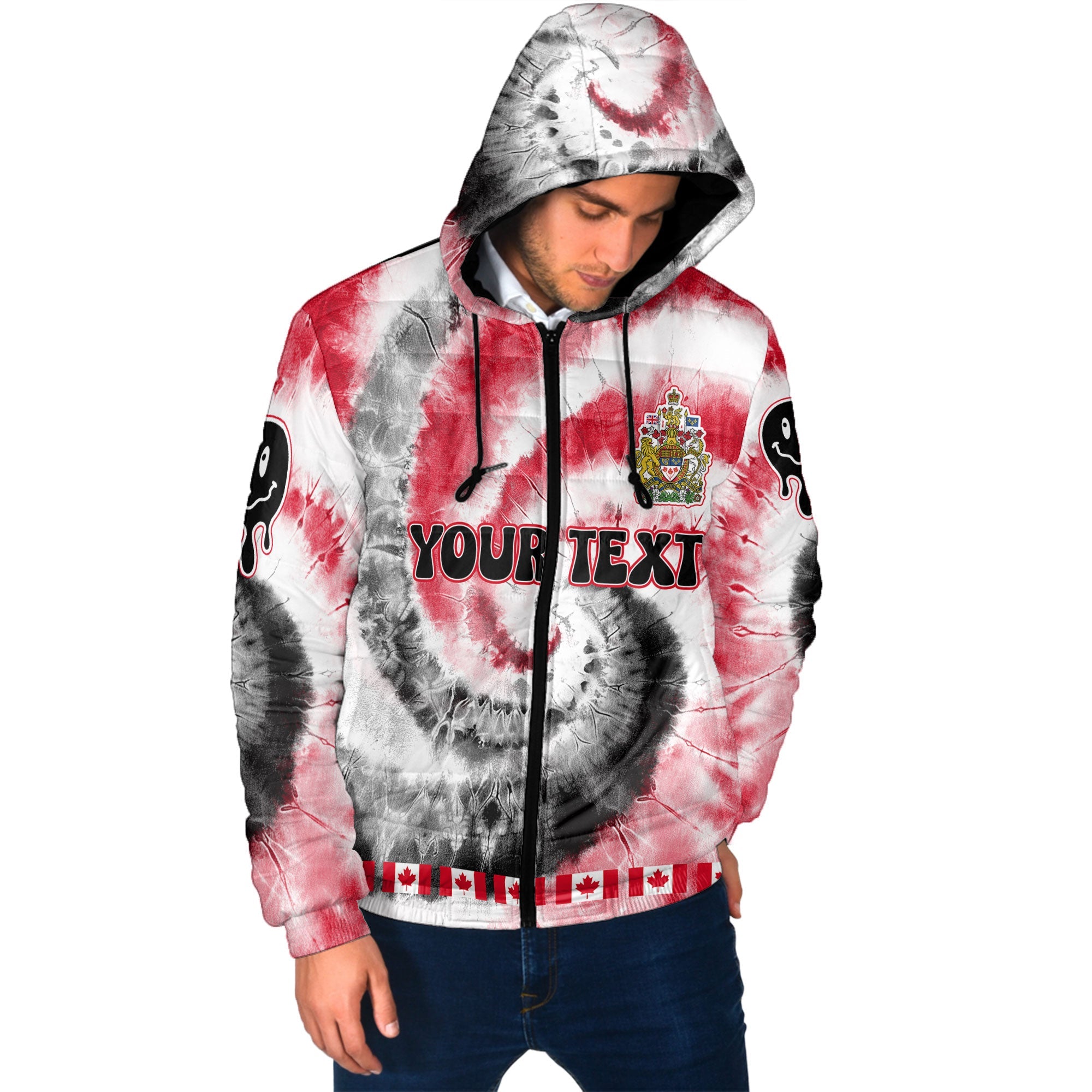 Canada Men Hooded Padded Jacket Custom Tie Dye Style 2