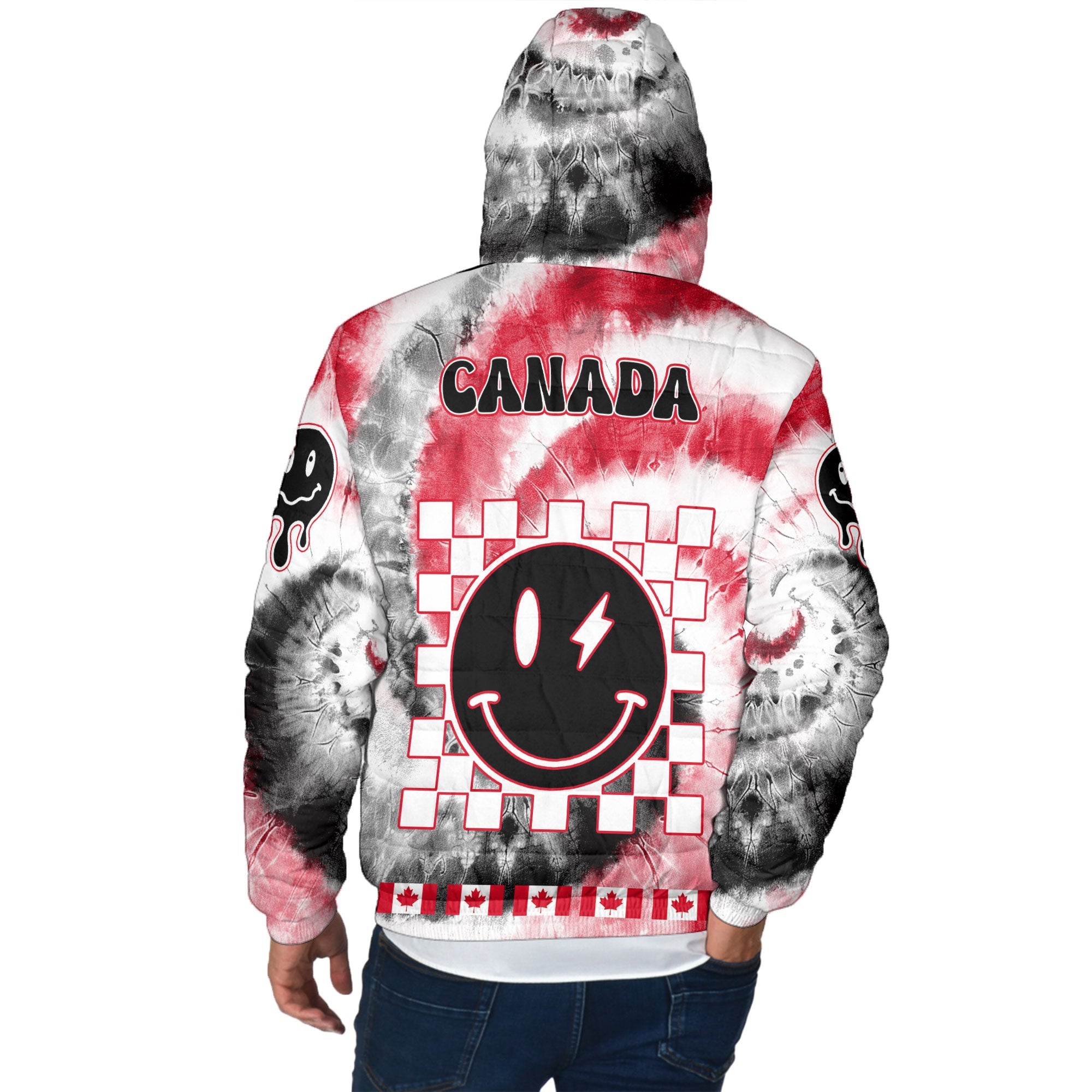 Canada Men Hooded Padded Jacket Custom Tie Dye Style 3