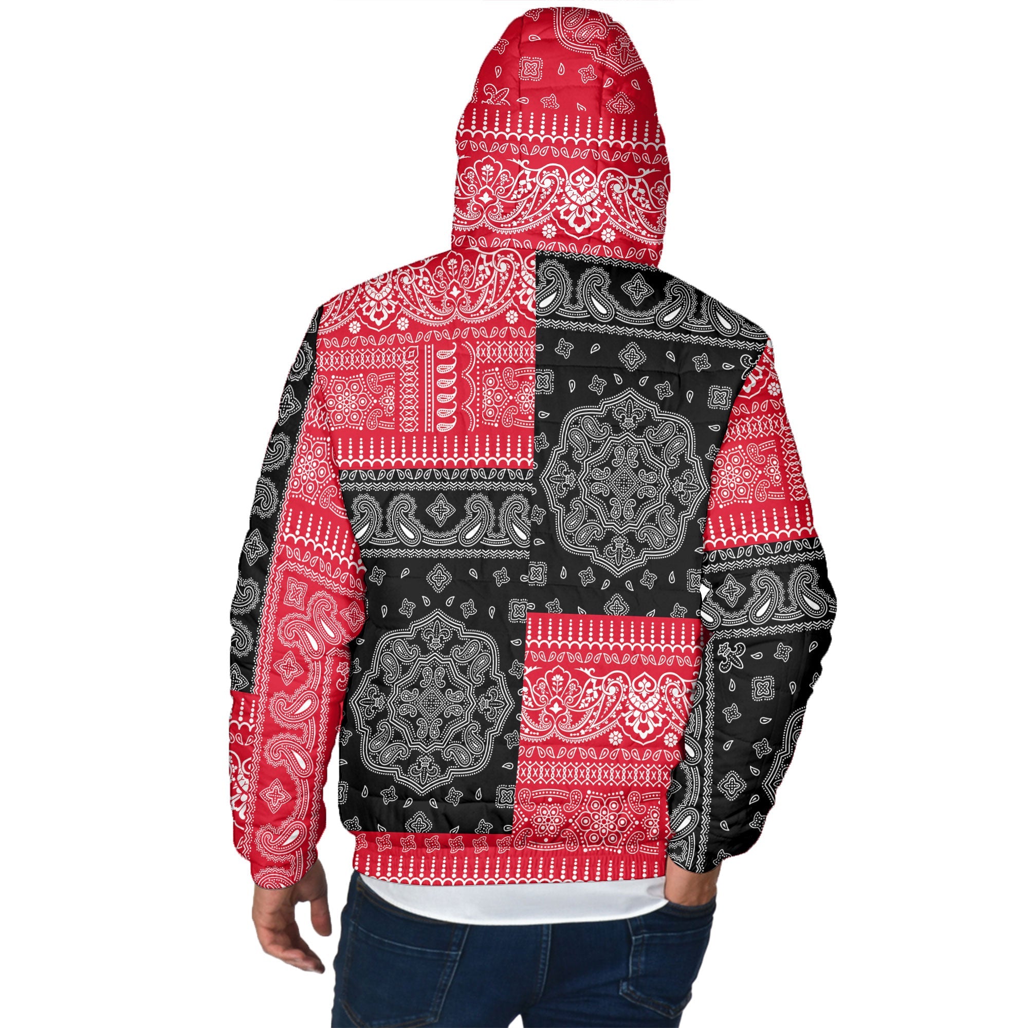 Canada Men Hooded Padded Jacket Flag And Paisley Basic Style 3