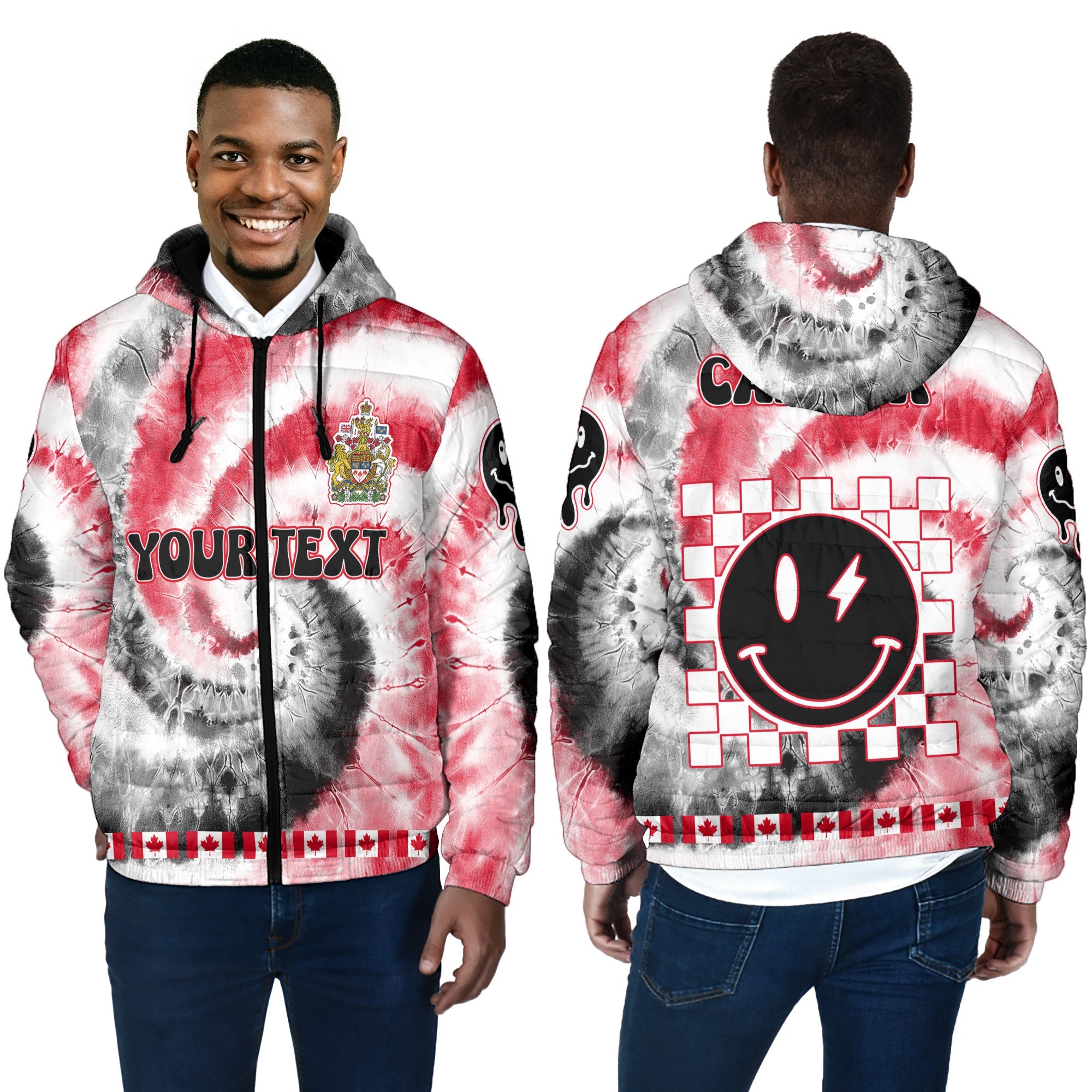 Canada Men Hooded Padded Jacket Custom Tie Dye Style 4