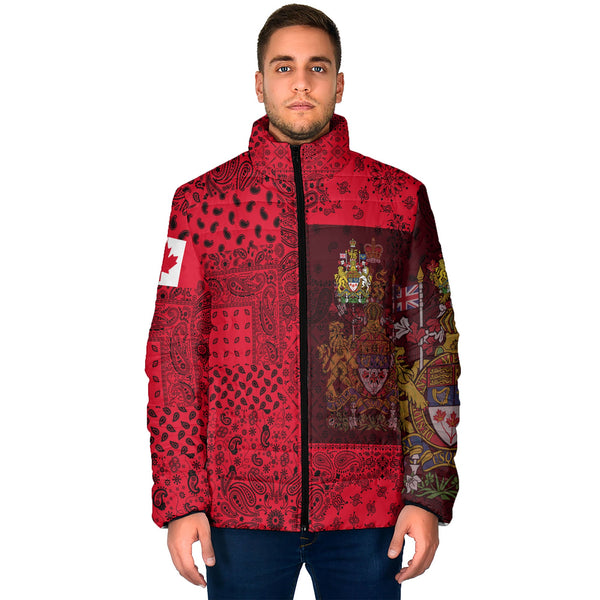 Canada Men Padded Jacket Paisley Flag And Skull Style 1