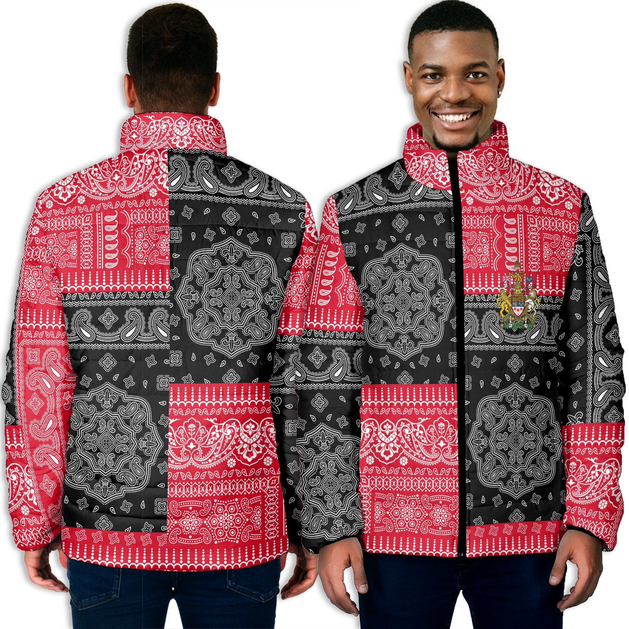 Canada Men Padded Jacket Flag And Paisley Basic Style 3