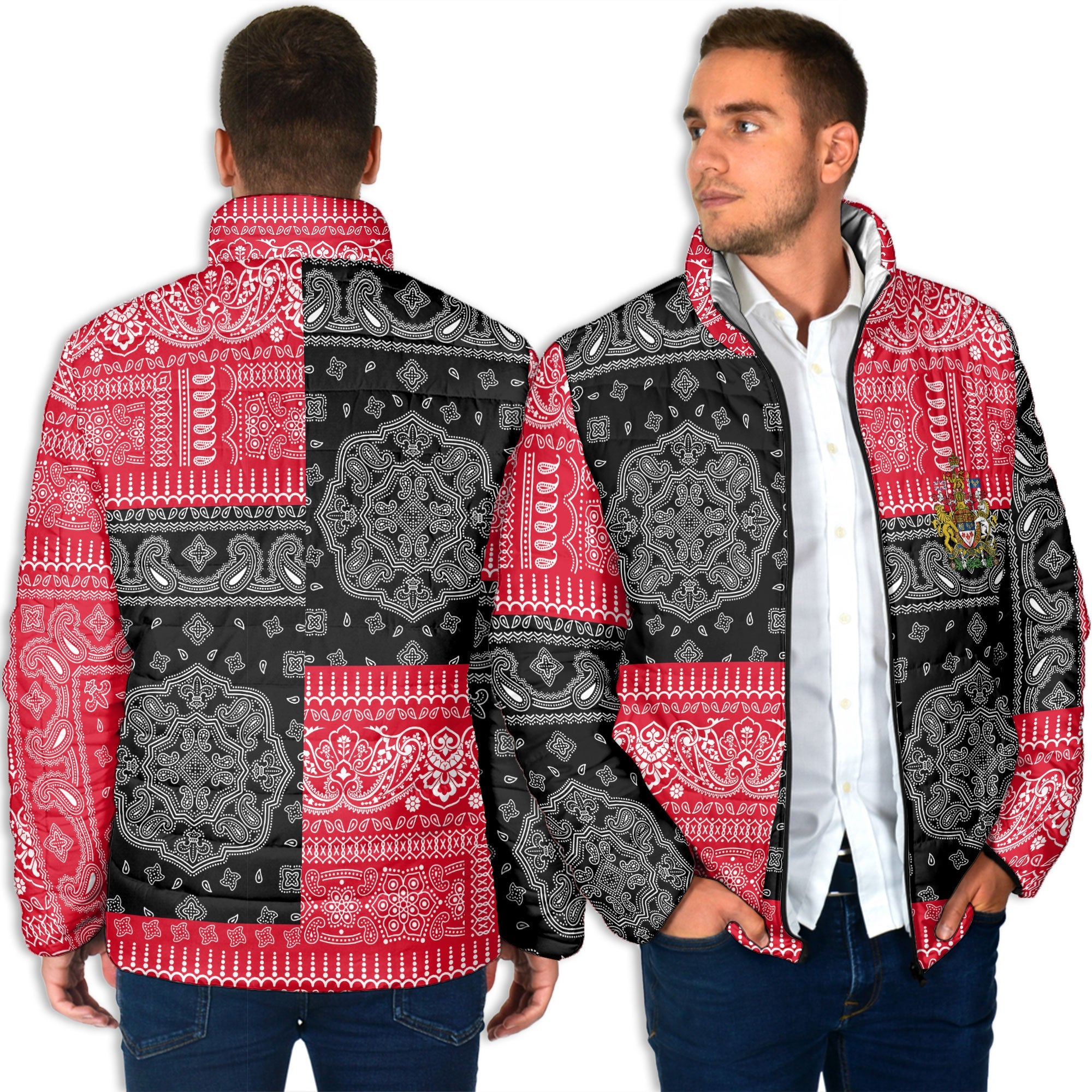 Canada Men Padded Jacket Flag And Paisley Basic Style 4