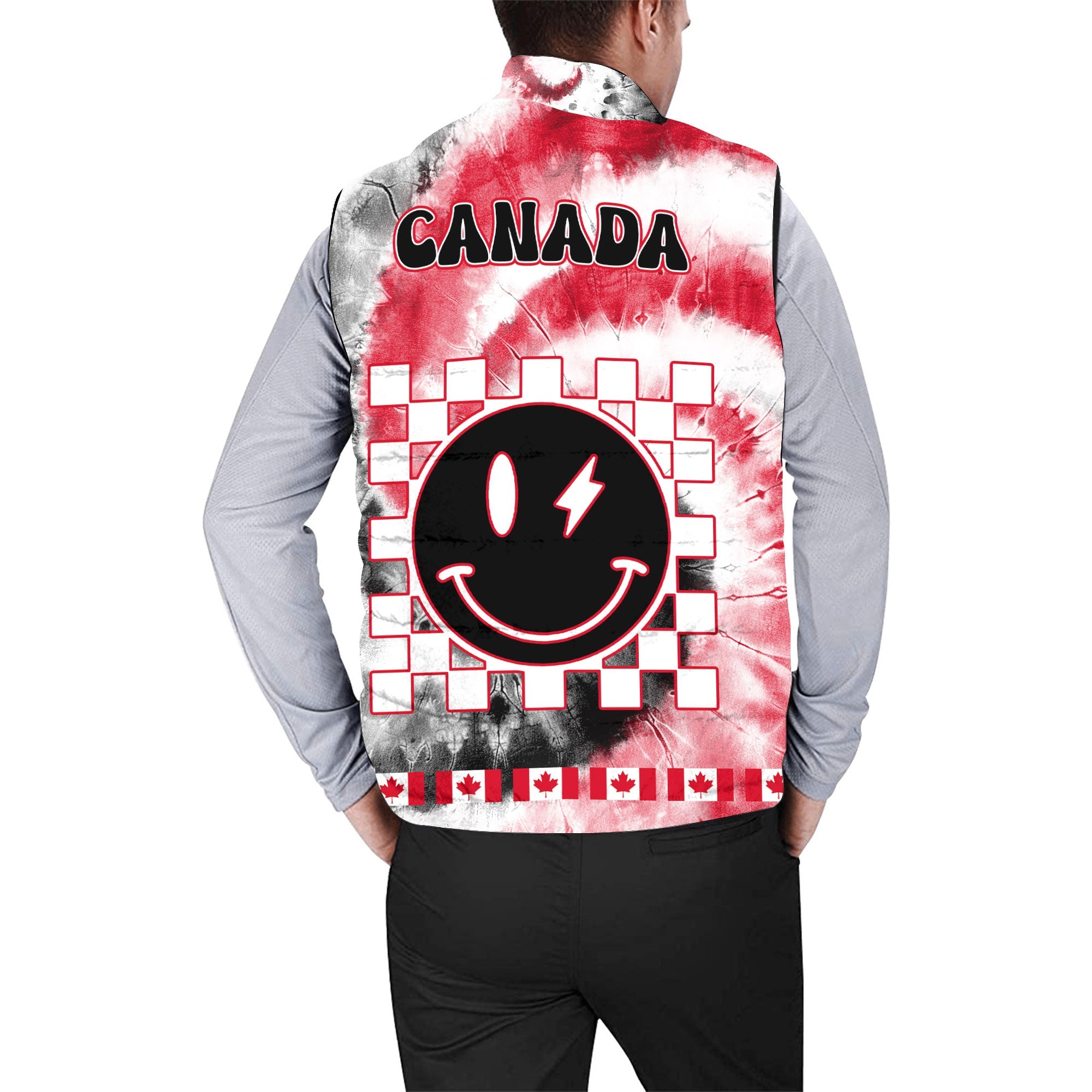 Canada Men Padded Jacket Vest Custom Tie Dye Style 2