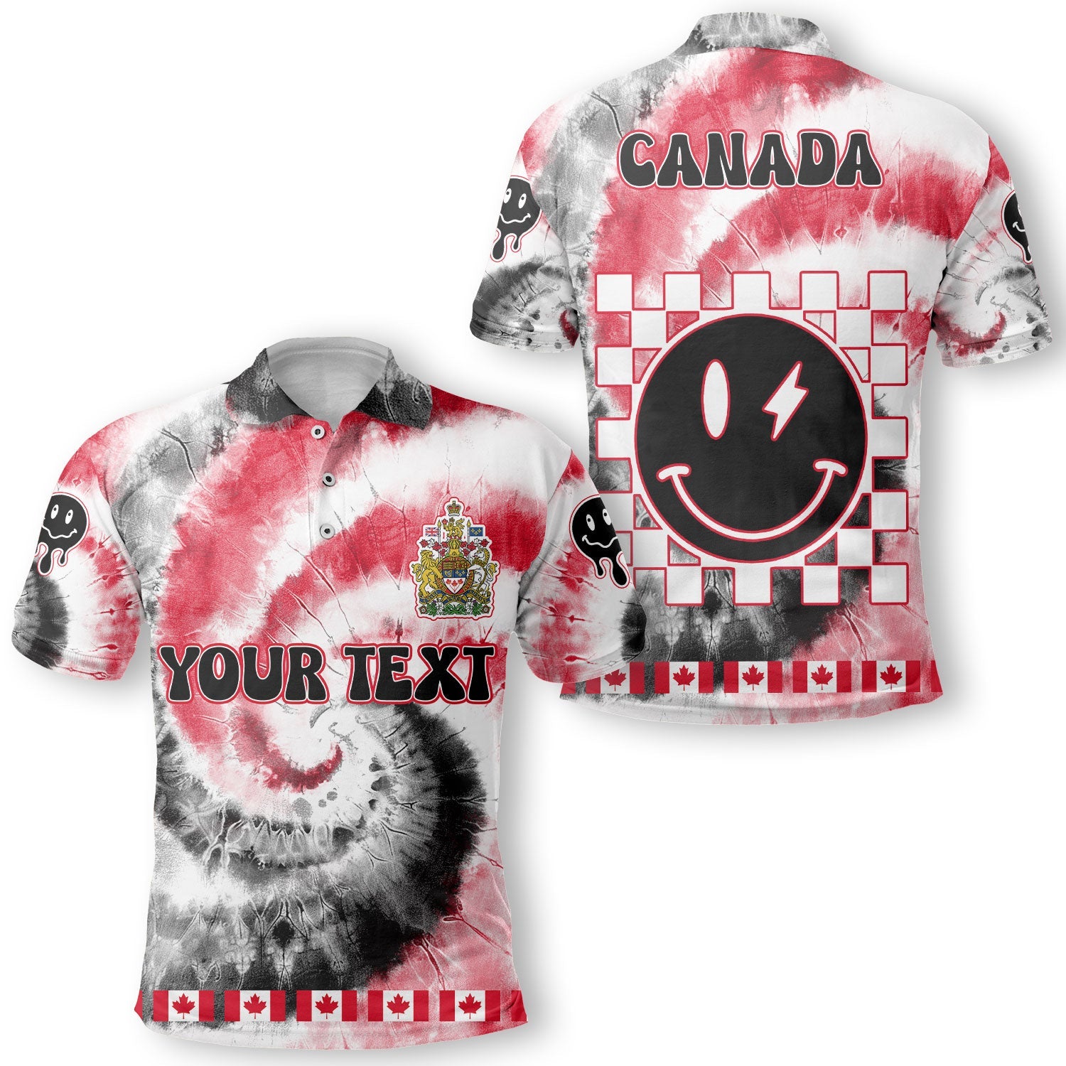 Canada Polo Shirt Custom Tie Dye Style 1