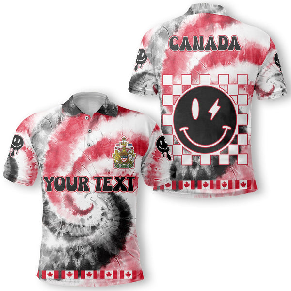 Canada Polo Shirt Custom Tie Dye Style 1