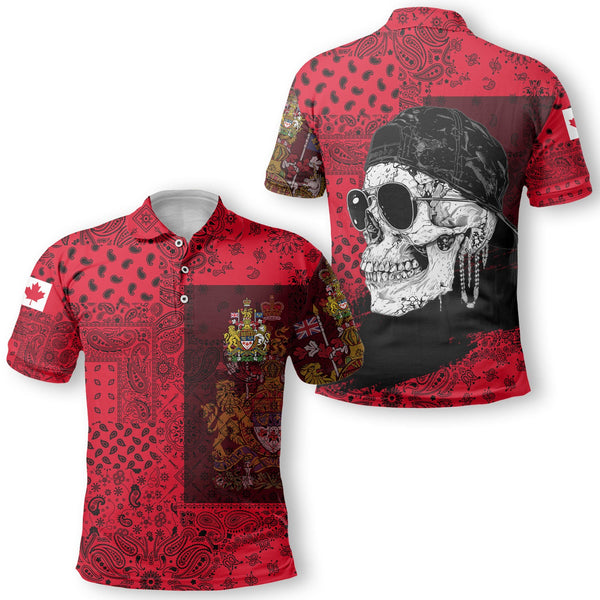 Canada Polo Shirt Paisley Flag And Skull Style 1