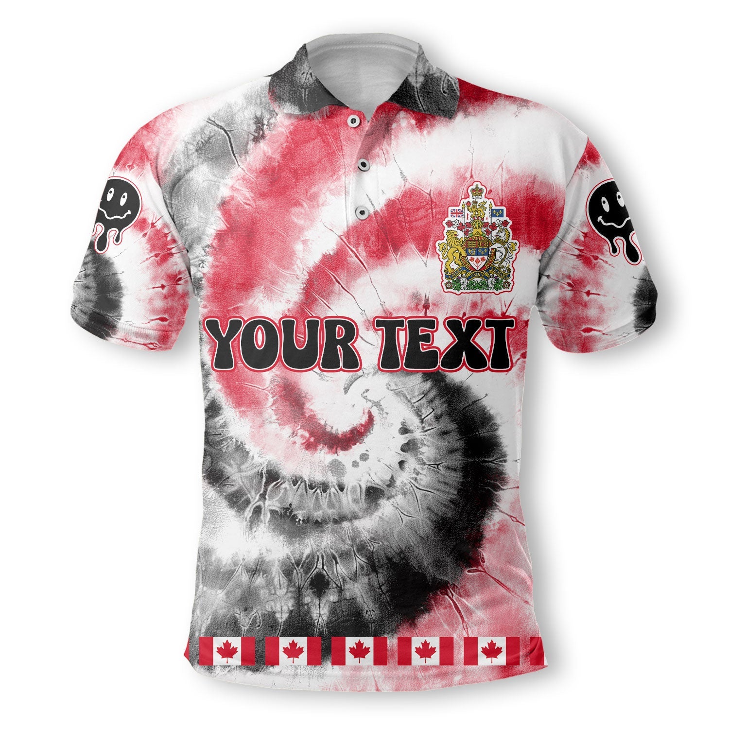 Canada Polo Shirt Custom Tie Dye Style 2