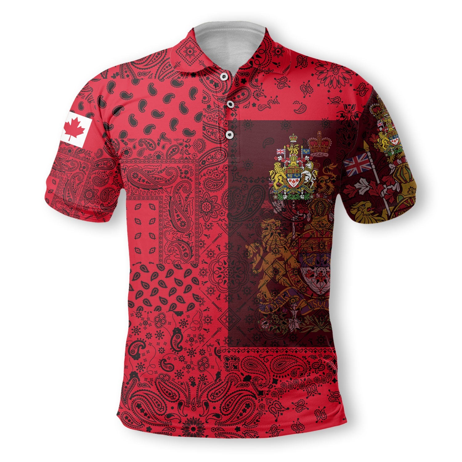 Canada Polo Shirt Paisley Flag And Skull Style 2