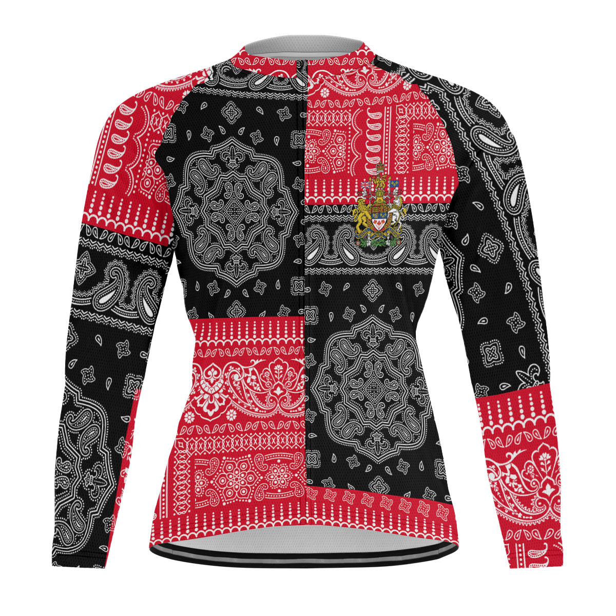 Canada Raglan Men Cycling Jersey Long Sleeve Flag And Paisley Basic Style 1