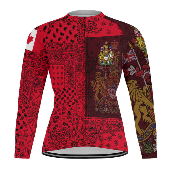 Canada Raglan Men Cycling Jersey Long Sleeve Paisley Flag And Skull Style 1