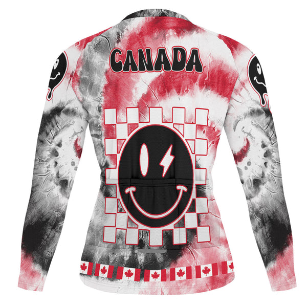 Canada Raglan Men Cycling Jersey Long Sleeve Custom Tie Dye Style 1