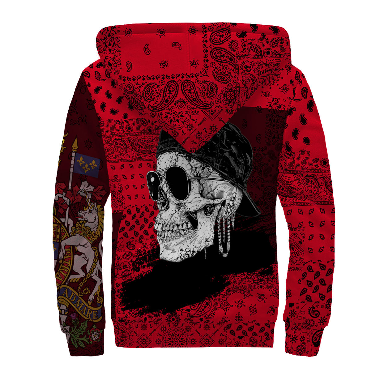 Canada Sherpa Hoodie Paisley Flag And Skull Style 2